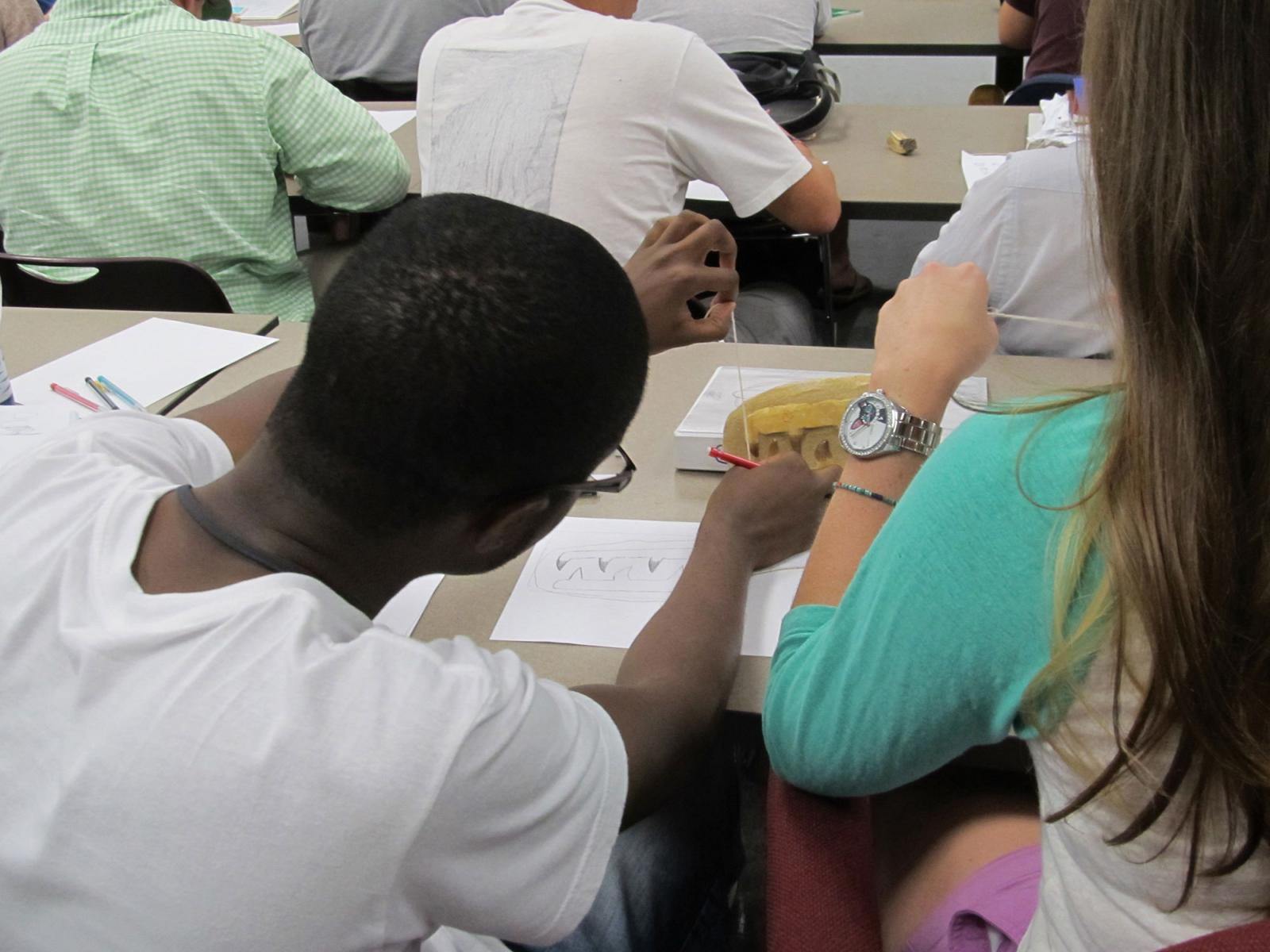 Students working on a project in class